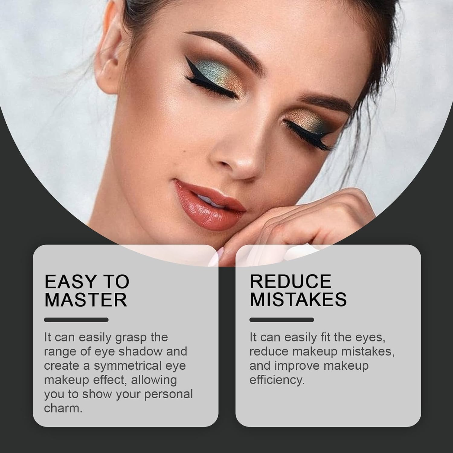 YUYTE Eyeshadow Stencil, Reusable Eye Make-Up Tool, 2 Pieces, Crescent Shape with Ruffled Edge for Delicate, Bold Eyes, Looks Friendly image number 6