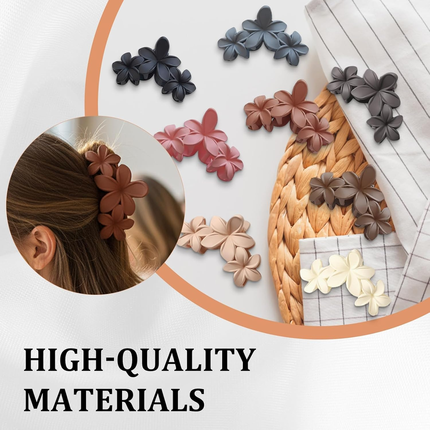 Hair Clip, 8 Piece Flower Hair Clips Set, 7 Cm Flower Hair Clips, Natural Colours, Everyday and Festive Occasions image number 5