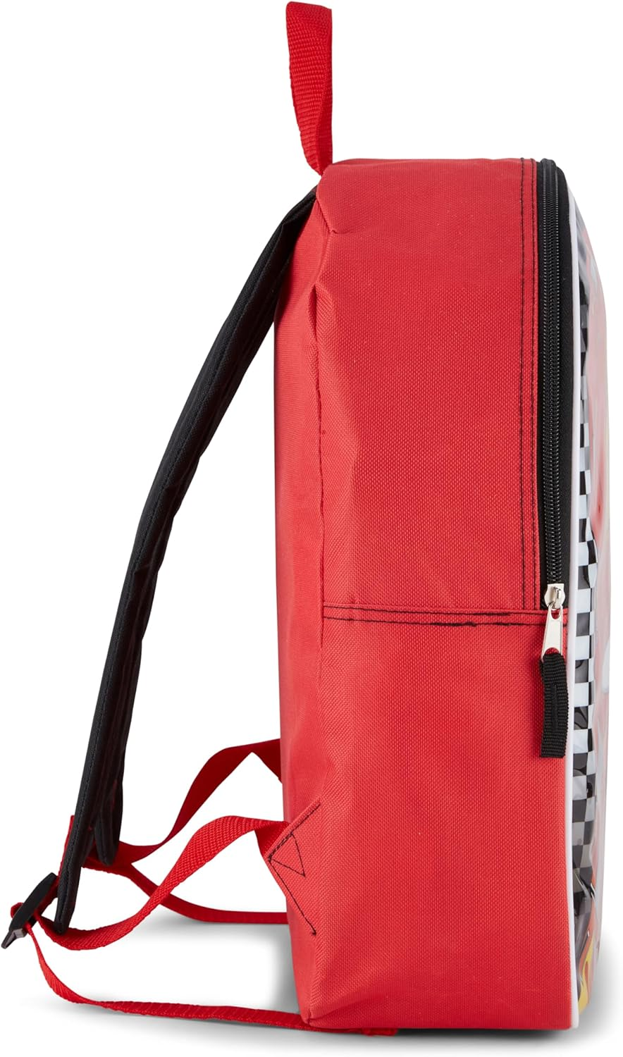 Disney Backpack for Kids 15 Bookbag for Boys | Padded Straps & Large Zip Compartment School Supplies - Cars Red image number 2