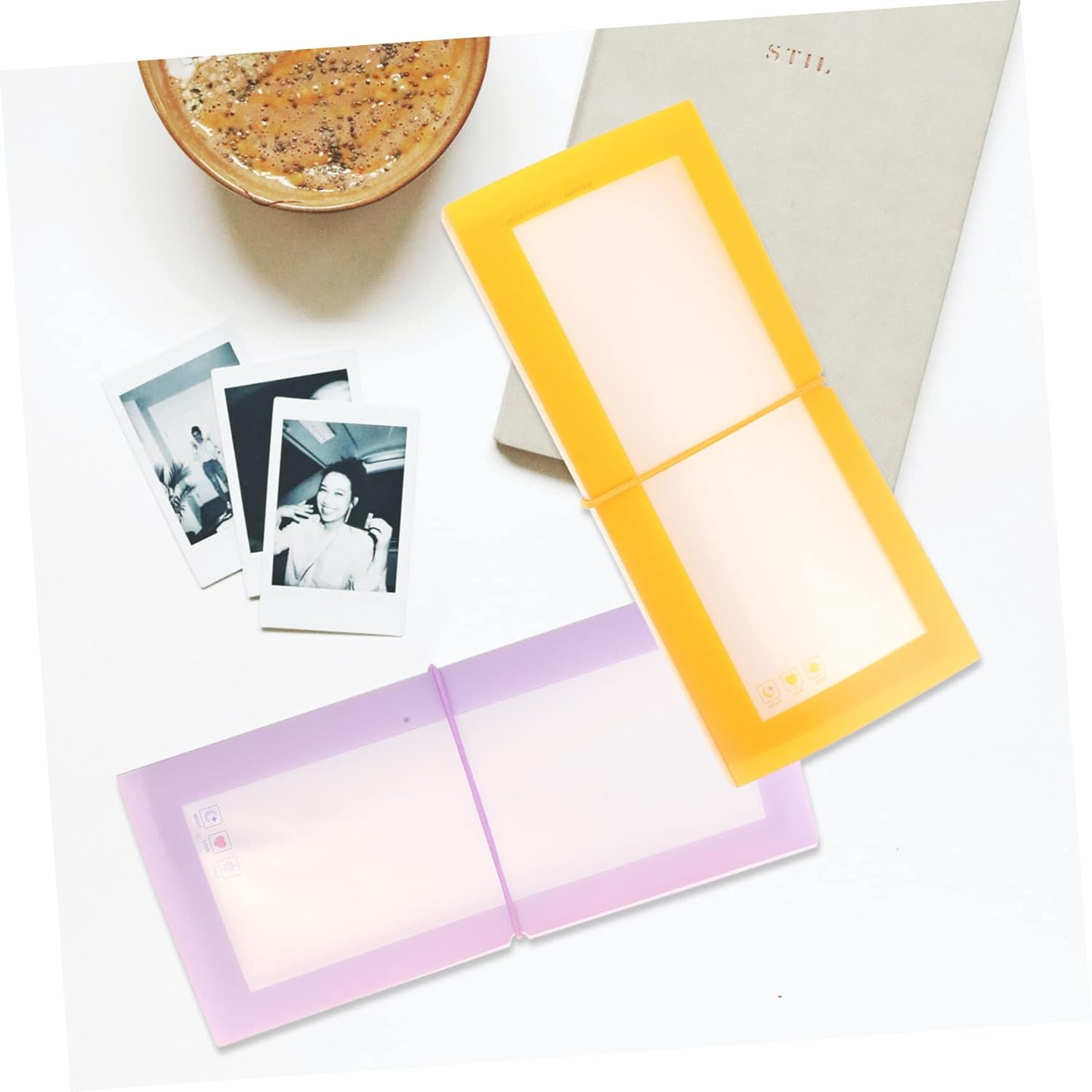 TEHAUX 2Pcs Sticker Collecting Album for Organizing Stickers Tickets Stamps Large Capacity Book Macaron Colors Yellow for Students and Enthusiasts image number 1