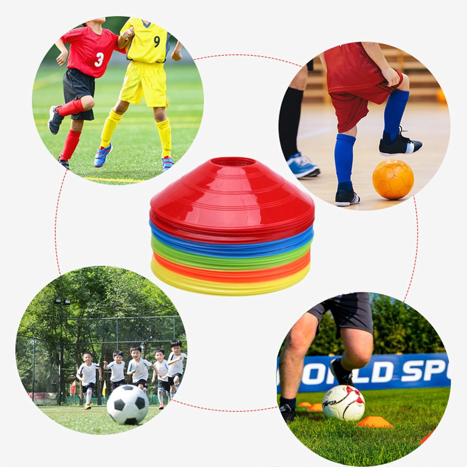Cones,50 Soccer Cones,Cones Sports with 2 Whistle and Carry Bag,Agility Training Equipment for Training, Soccer Training, Basketball, Kids, Sports, Field Cone Markers and Other Sports and Games image number 3