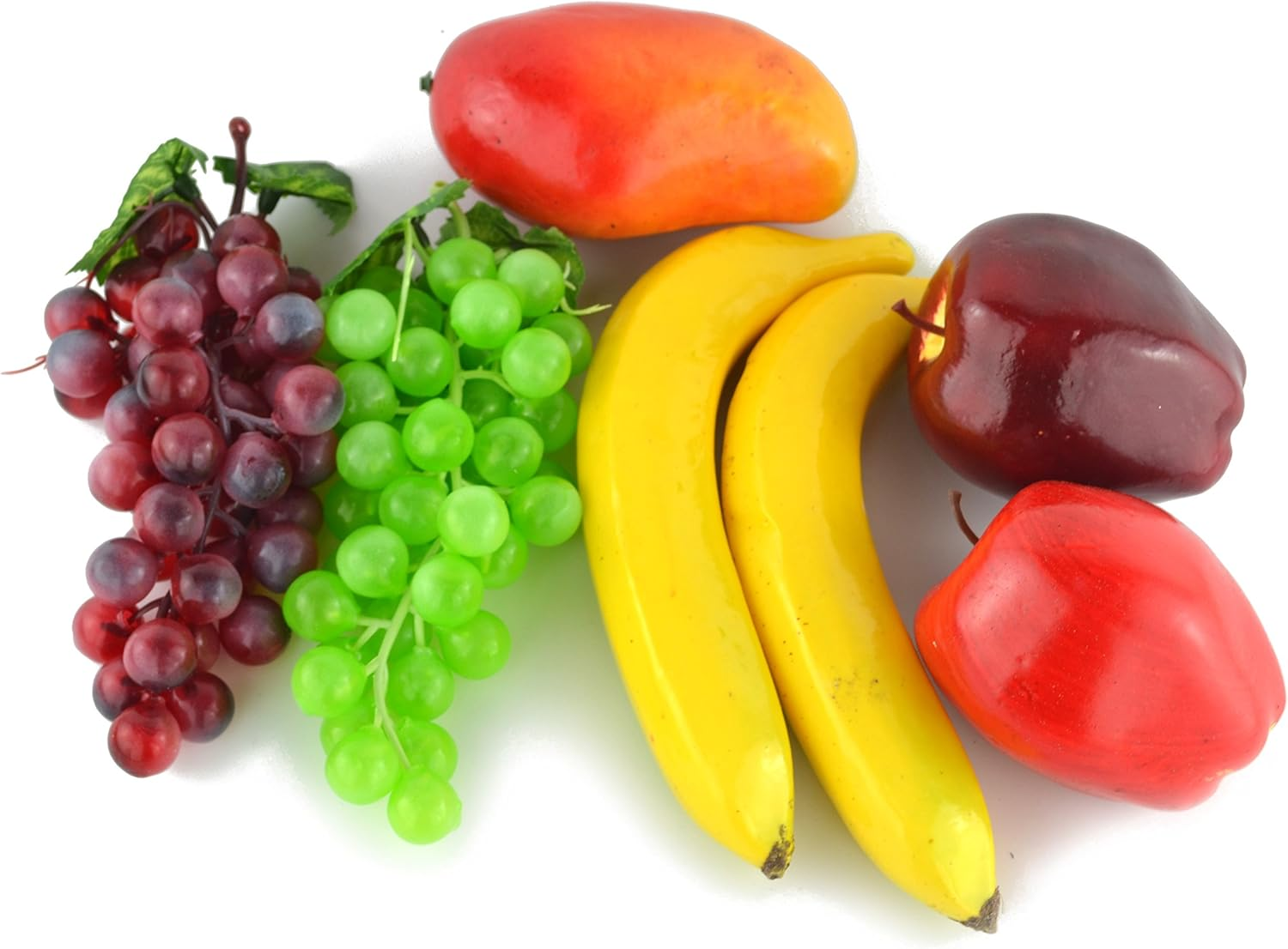 Samyo Mixture of Artificial Apple Banana Cherries Mango Grape Lifelike Simulation Realistic Fake Fruit for Home Decoration image number 6
