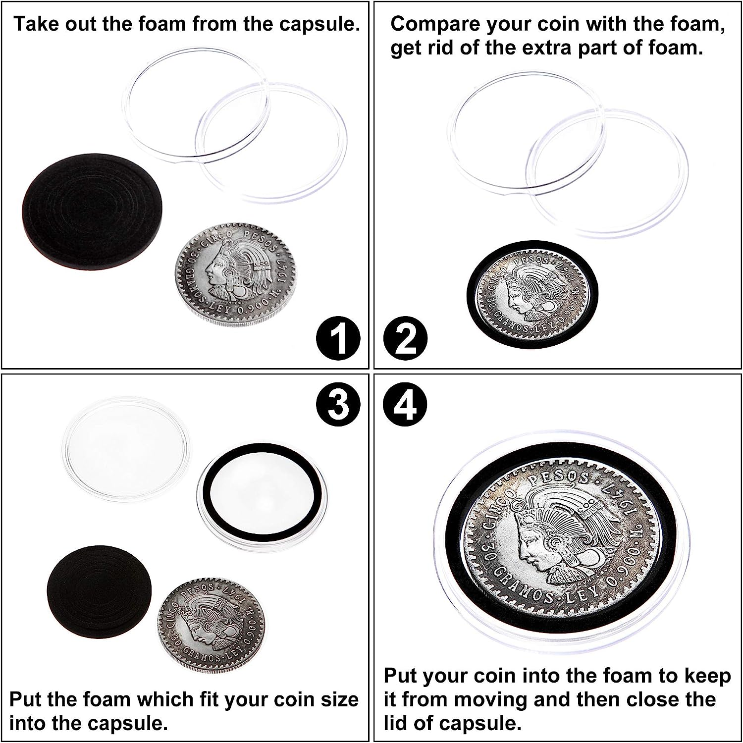40 Pcs 46Mm Coin Capsules, with Foam Gasket and Plastic Storage Box, for Coin Collection image number 4