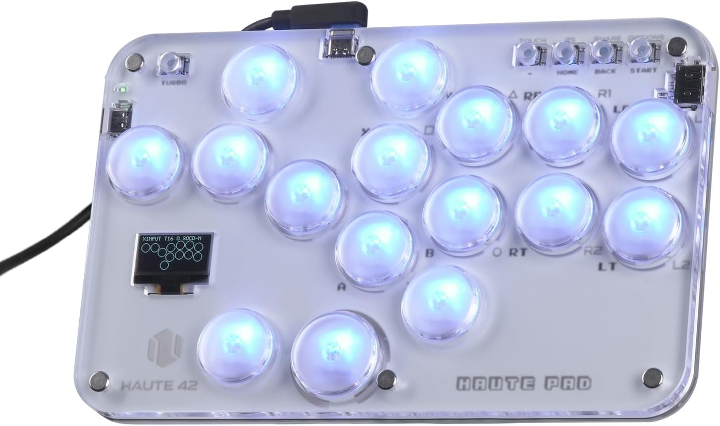 Haute42 Leverless Controller Arcade Stick: S16-C Leverless Controller with Kailh Crystal Low-Profile Switches,Leverless Arcade Controller Street Fight for Pc/Ps3/Ps4/Switch Support Hot Swap & SOCD image number 6