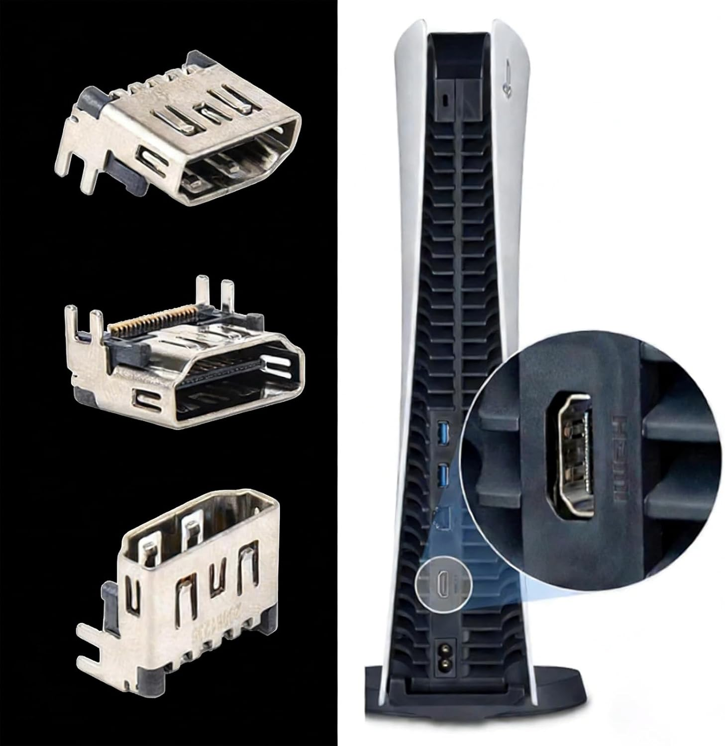 Yxvyxymyxxg 4Pcs HDMI Port Socket Connector Compatible for PS5 Socket Jack Interface Connector Replacement for PS5 Console image number 4