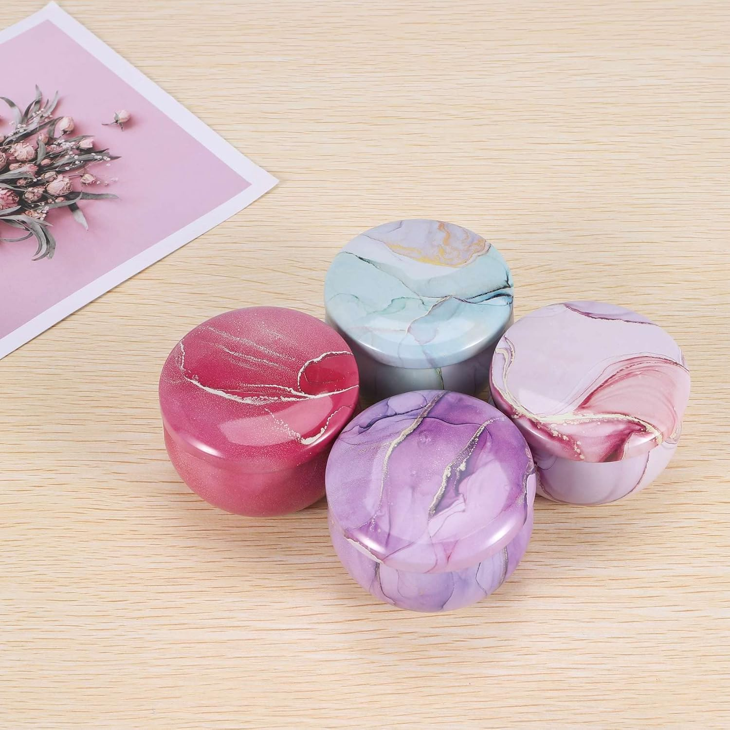 RESFNSE 8Pcs Candle Tins for Candle Making Kit Empty Metal Candle Tin with Lids Storage Tins Reusable for Tea Candy Spices Gifts