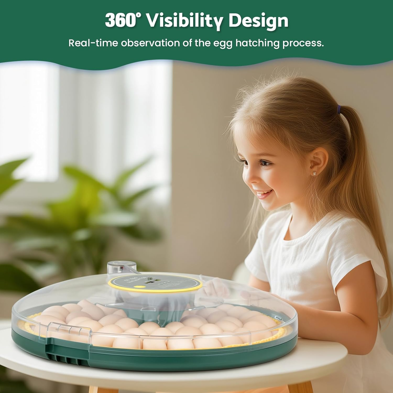 Advwin 52 Eggs Incubator with Temperature Control, Egg Incubator with Automatic Egg Turning and Humidity Display, Built-In Egg Candler Incubator for Hatching Chicken