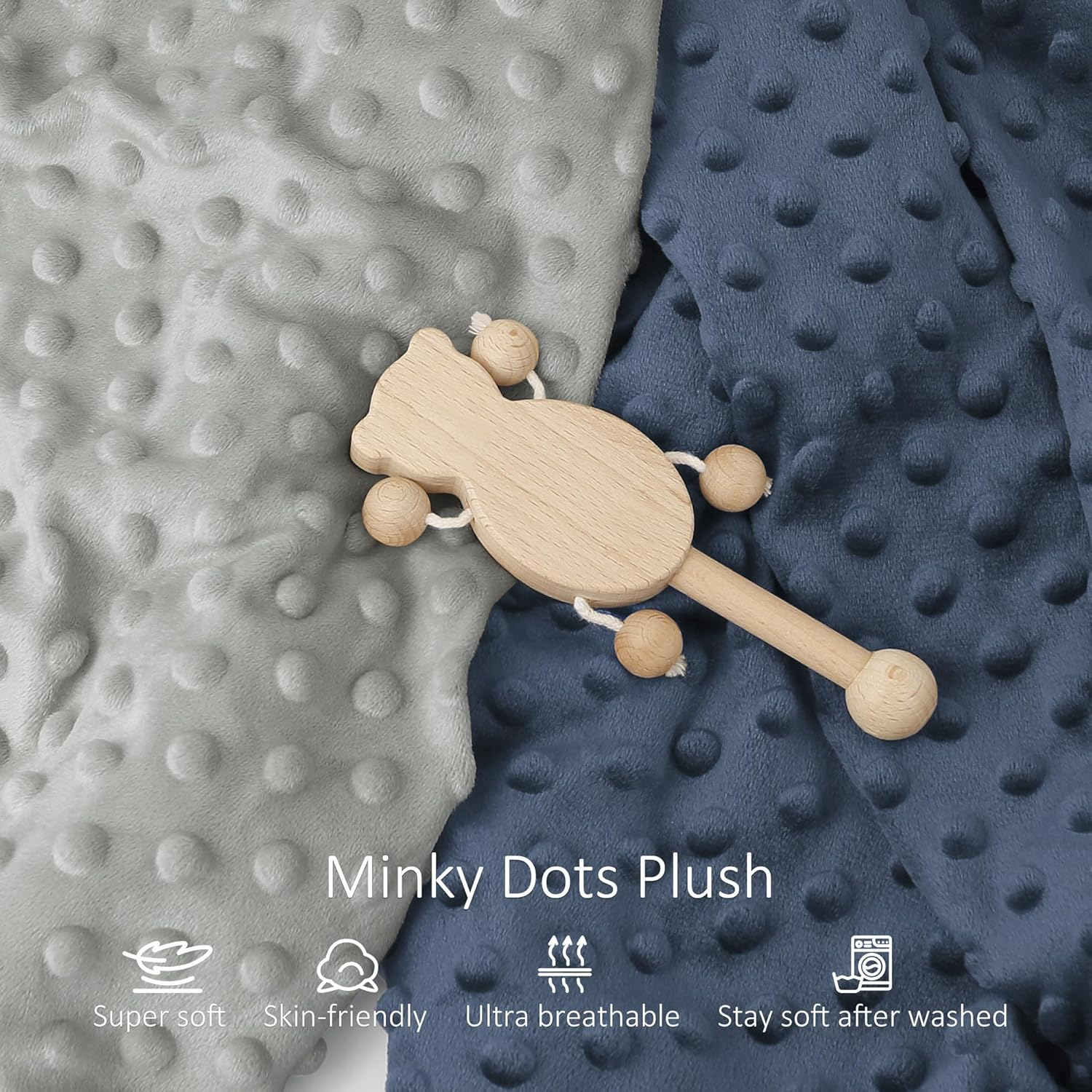 Susurration 2Pack Changing Pad Covers Super Soft Minky Dots Plush Changing Table Covers 33X17X7In Breathable Changing Pad Sheets for Unisex Baby Girls and Boys (Grey&Blue) image number 3