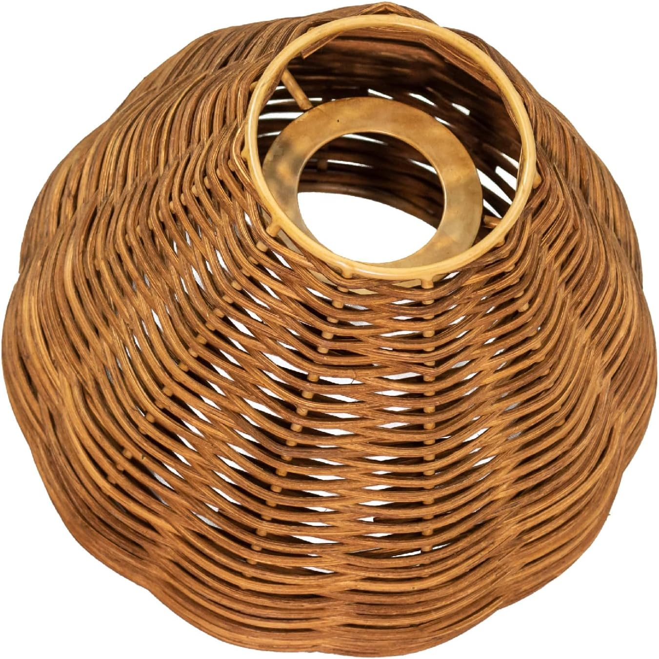 Round Rattan Lampshade Boho, Stylish Upgrade Lampshade for Table Lamp, Hanging and Floor Lamp, All Indoor Spaces (Black, 14 Cm Diameter 15 Cm Height) image number 1