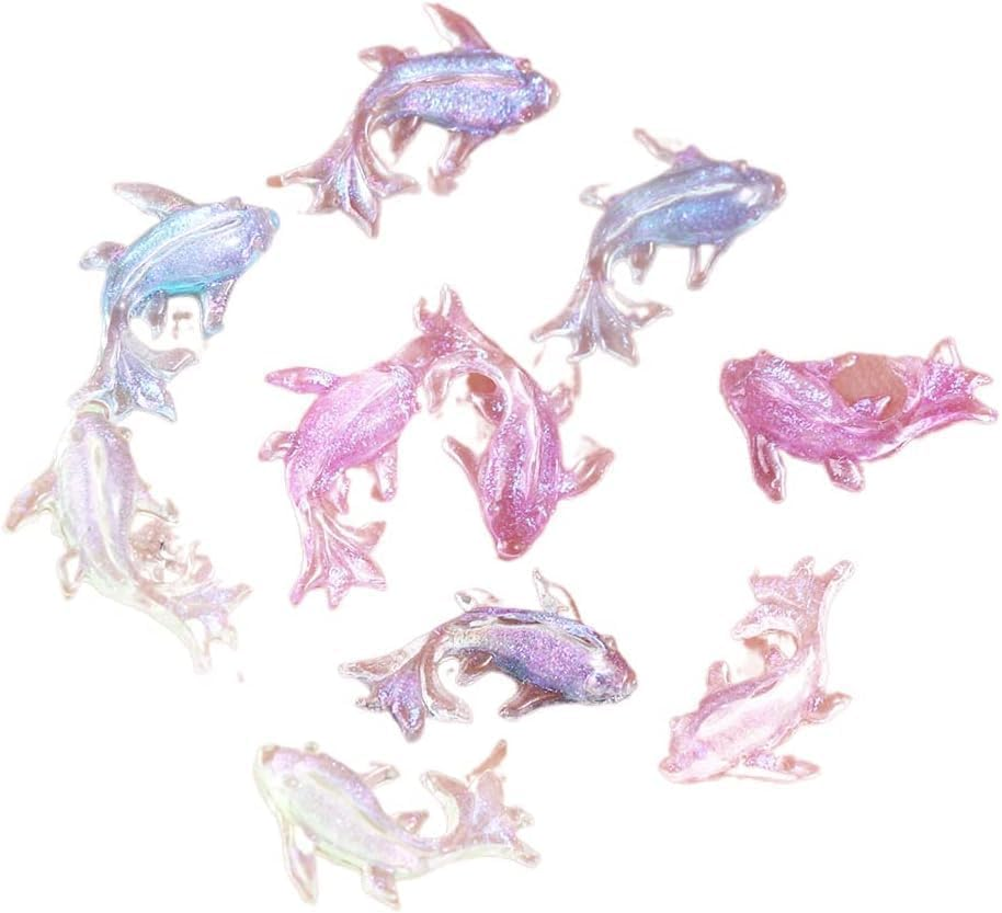 100Pcs Colorful Cute Mini Shiny Miniature Resin Goldfish Figurines,Diy Terrarium Crafts Ornament Accessories,Fairy Garden Accessories Ornament,Garden Sculptures and Statues,Outdoor Decor image number 6