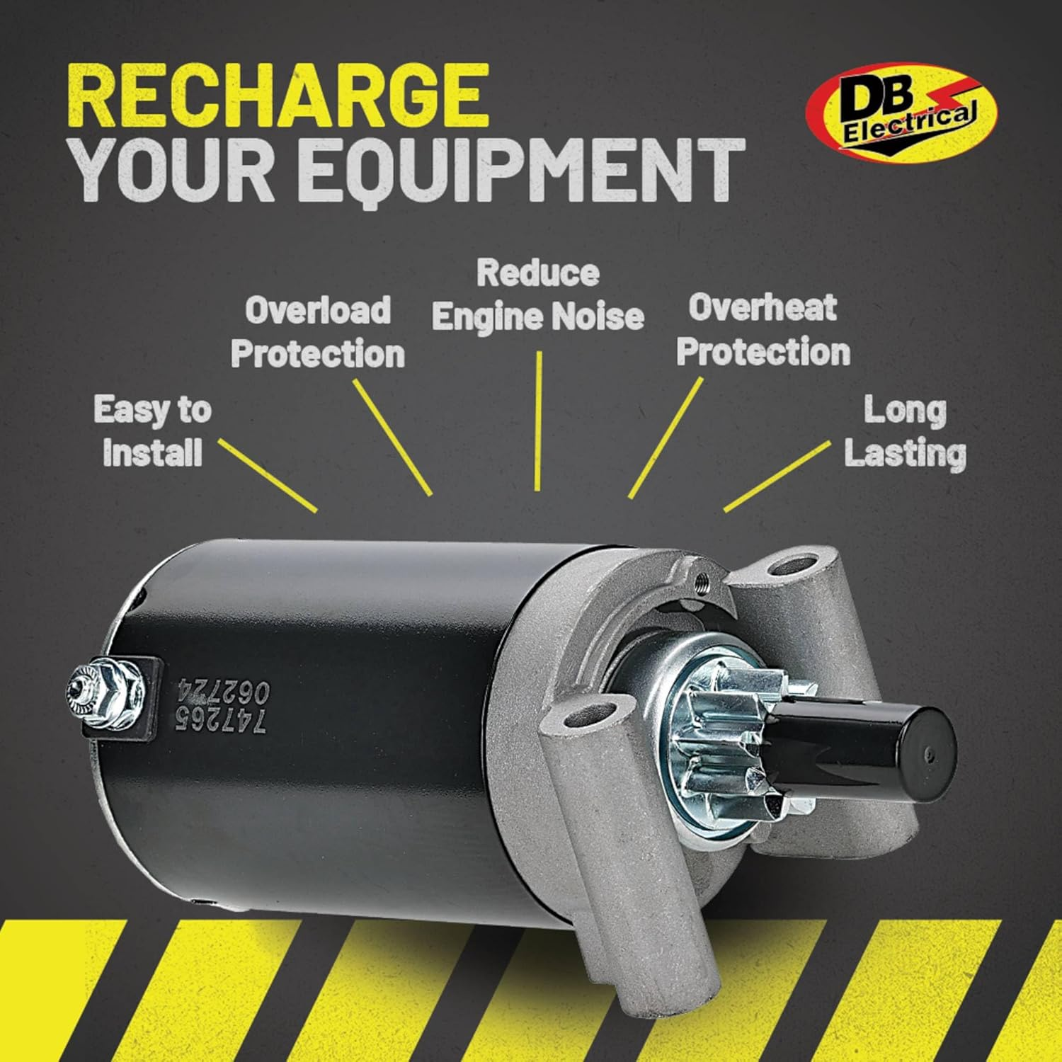 DB Electrical 410-21111 Starter Compatible With/Replacement for Kohler ZT Series, KT Series, Courage Twin SV840, SV830, SV820, SV810, SV740, SV735, SV730, SV720, SV715, SV710 32-098-08, 32-098-08S image number 1