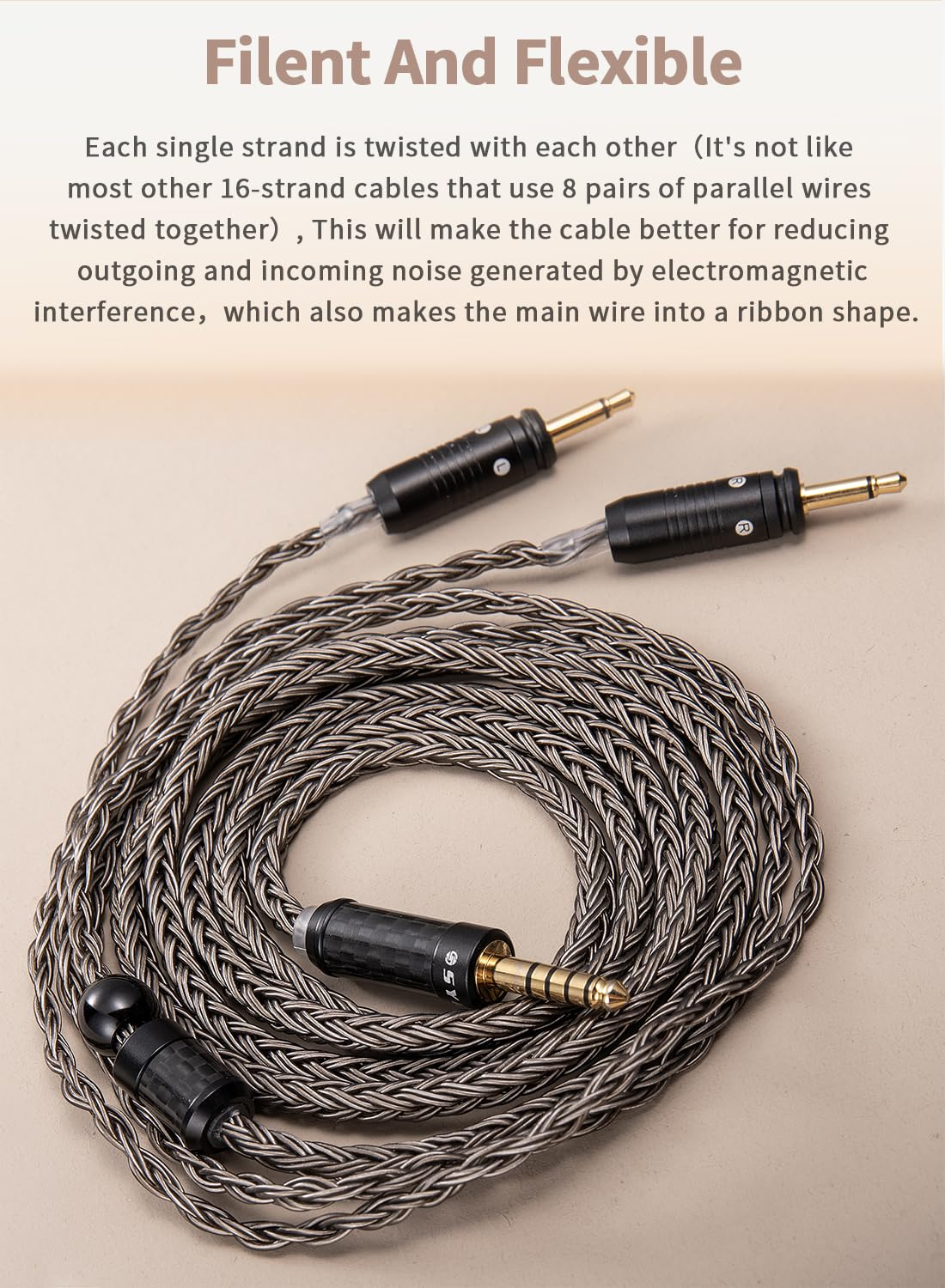SYRNARN 4.4Mm Balanced Headphone Cable Compatible with Focal Clear MG, Stellia, Celestee, Elear, Elegia, Elex, Radiance 16 Core Upgrade Replacement Cord (With 4.4Mm Balanced, 2Meters/6.5Ft)