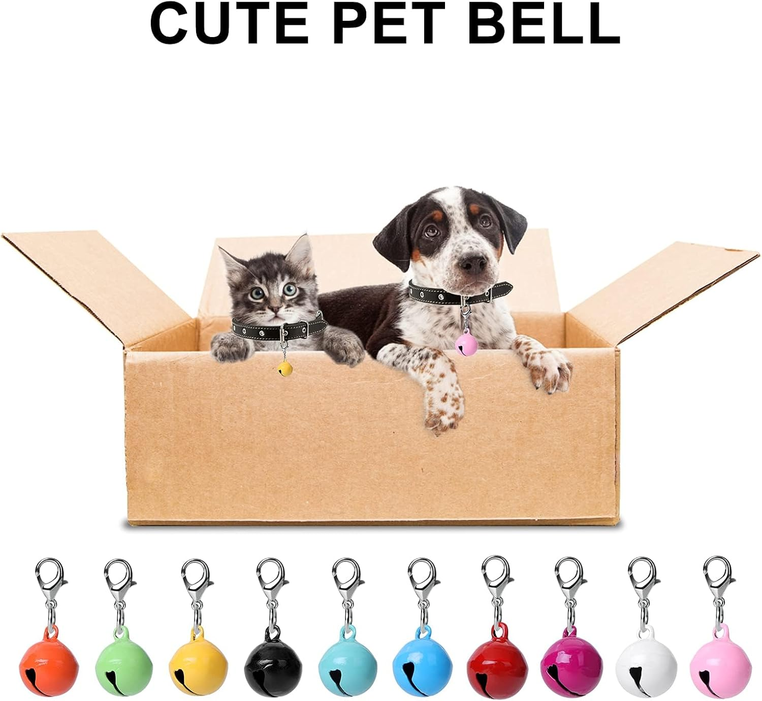 10 Pcs Cat Dog Collar Bells, Jingle Bell for Cat Collar, Dog Collar Charms, Colourful Pet Small Bells with Clasps, Pet Collar Accessories, Festival Party DIY Crafts Decoration for Dog Cat Pet image number 5