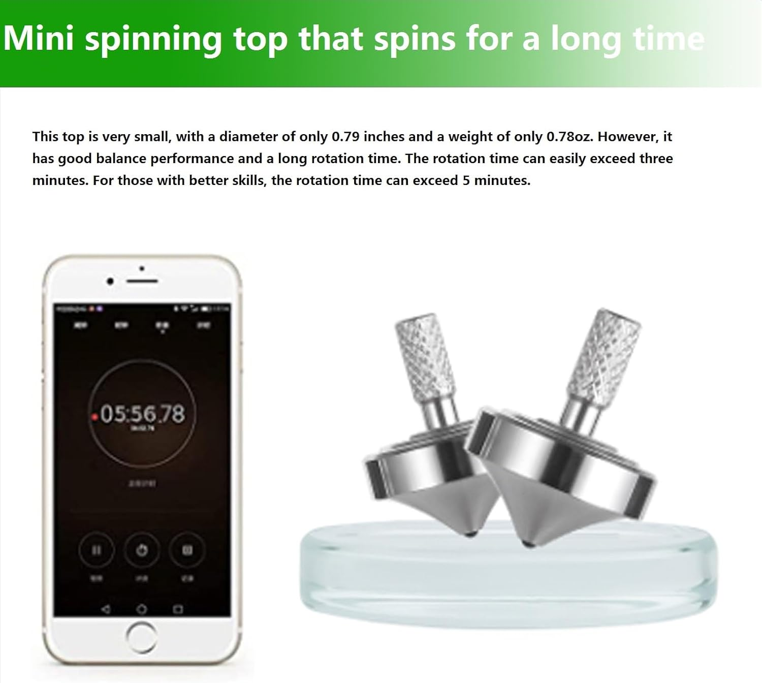 Stainless Steel Spinning Top,Precision Adult Kids Mini Desktop Gyroscope,Kill Time Reduce Stress Toys,Perfect Balance,Bottom Inlaid Super Hard Durable Silicon Nitride (Silver Style 3)