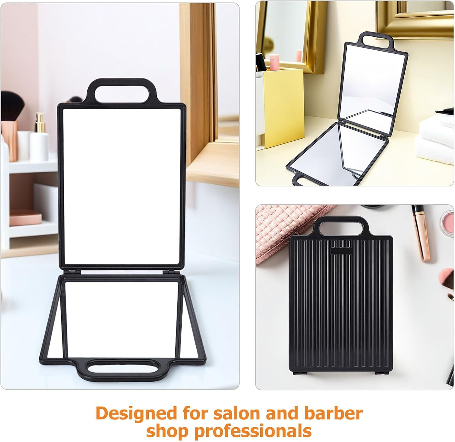 SHERCHPRY Professional Double-Sided Folding Hairdresser Mirror for Salon Use Portable Unbreakable Rearview Tool for Precise Cutting Styling and Grooming in Barber Shops image number 4