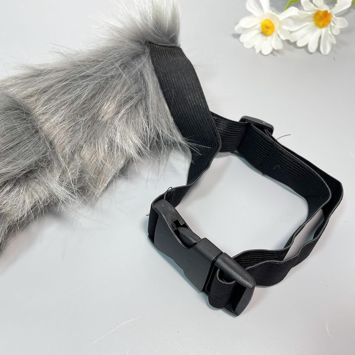 Faux Fur Tail for Adult/Teen Furry Wolf Dog Fox Puppy Costume Halloween Party Cosplay Props (Gray Black) image number 4