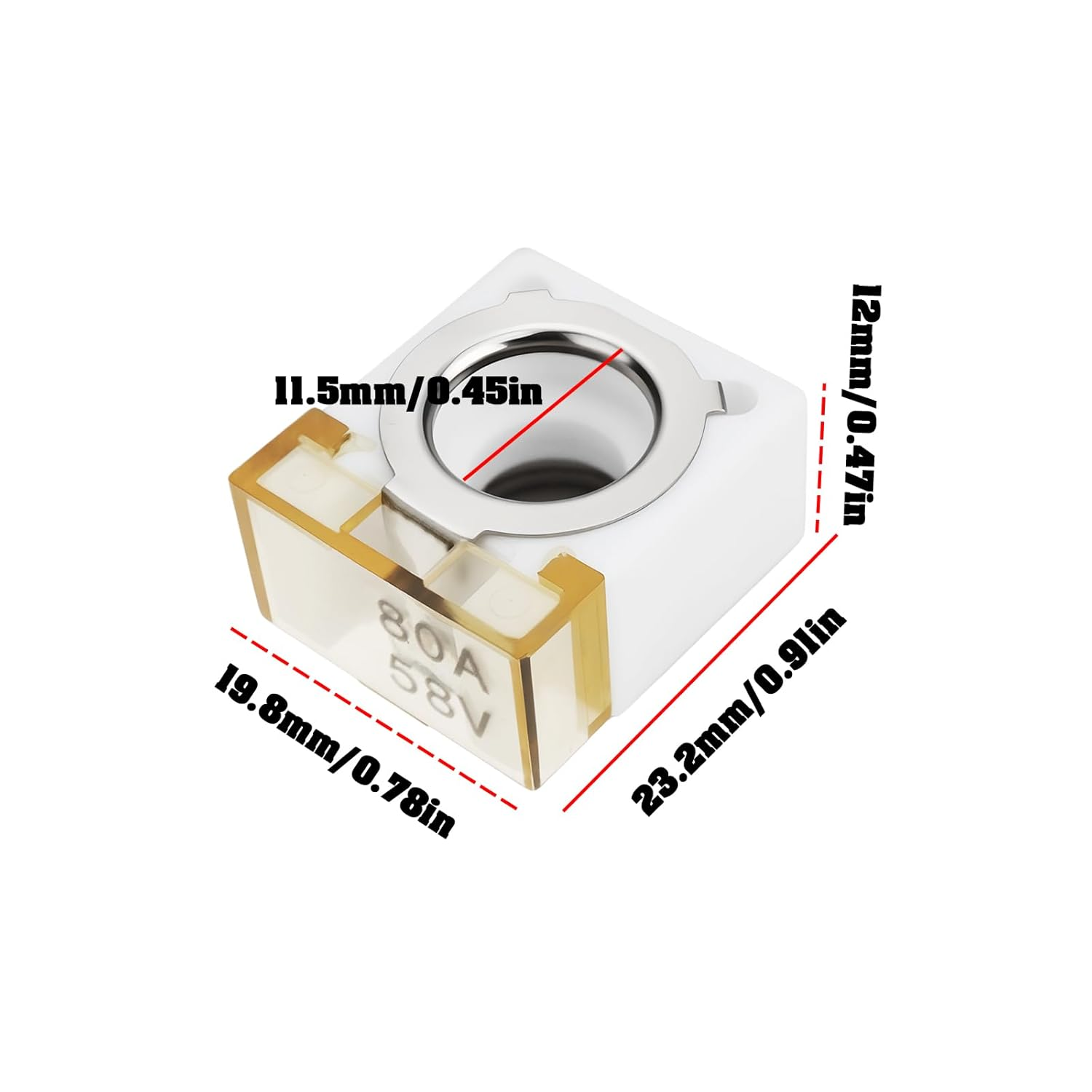 Emsea 2 Pcs Storage Battery Fuses 58V/80A Suitable for Automobiles Ships Industrial Equipment Lighting Fixtures image number 2