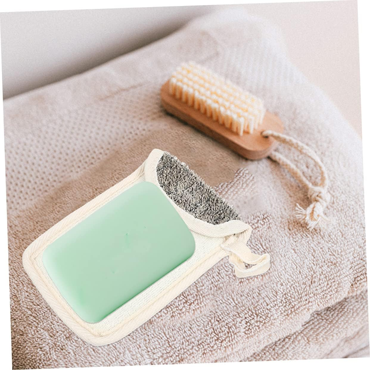 Ipetboom Black Linen Soap Pouches 4-Pack Exfoliating Soap Saver Bag Portable Net Pouch for Bath and Shower