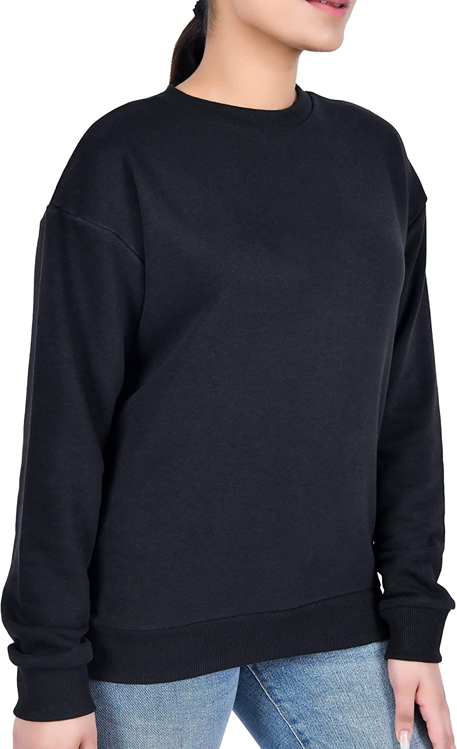 Sleepdown Essentials Women'S Casual Long Sleeve Sweatshirt Lightweight Crew Neck Pullover Relaxed Fit Tops