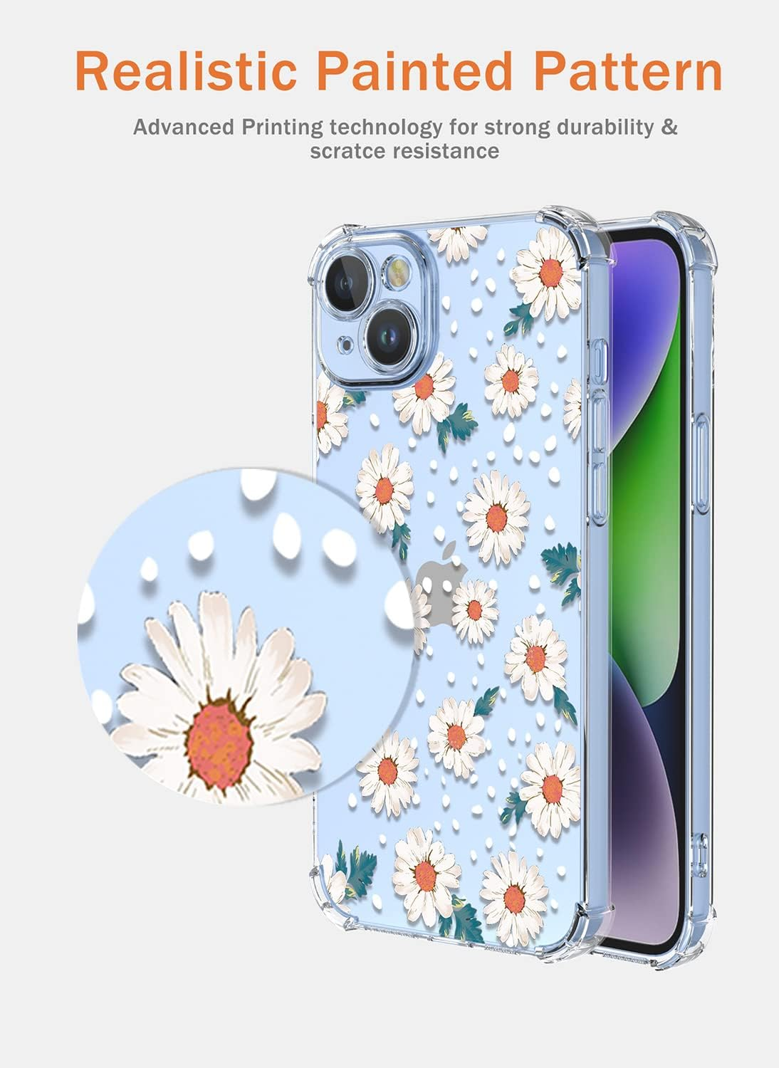XINYEXIN Mobile Phone Case for Nothing CMF Phone 2 Pro Case Women Girls Flower Pattern Design Ultra Thin Transparent Protective Shockproof TPU Bumper Clear Case - Daisy image number 5