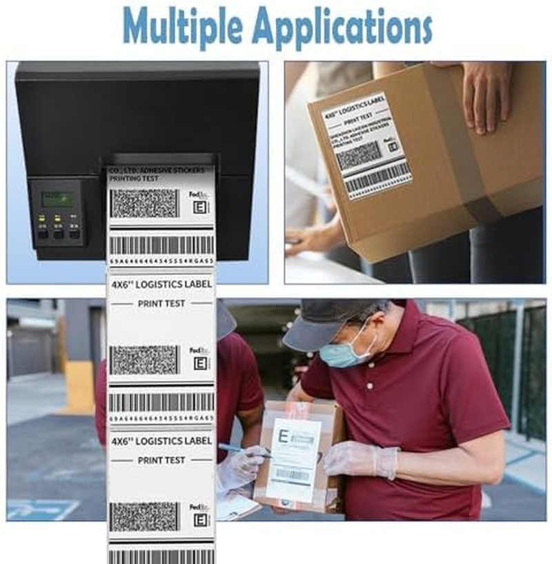 Thermal Labels, Pack of 500 4X6 Thermal Labels Fanfold, Suitable for Most Thermal Printers,1 Stack image number 2