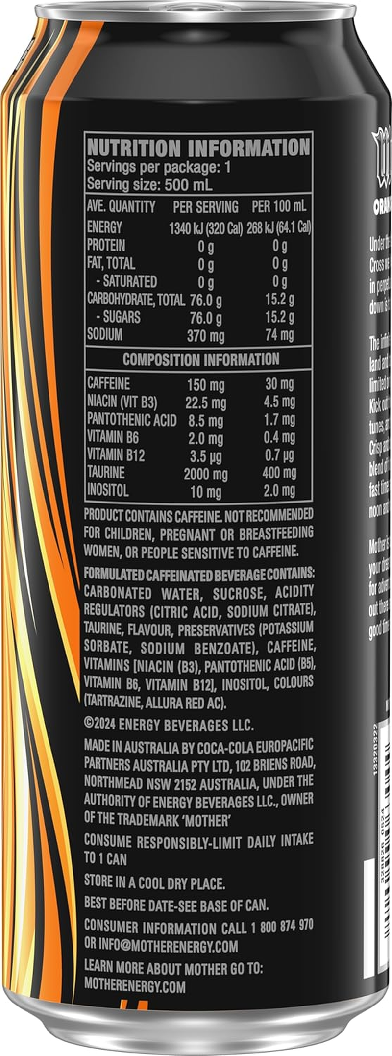 Mother Energy Drink Orange Dreamsicle 24 X 500Ml