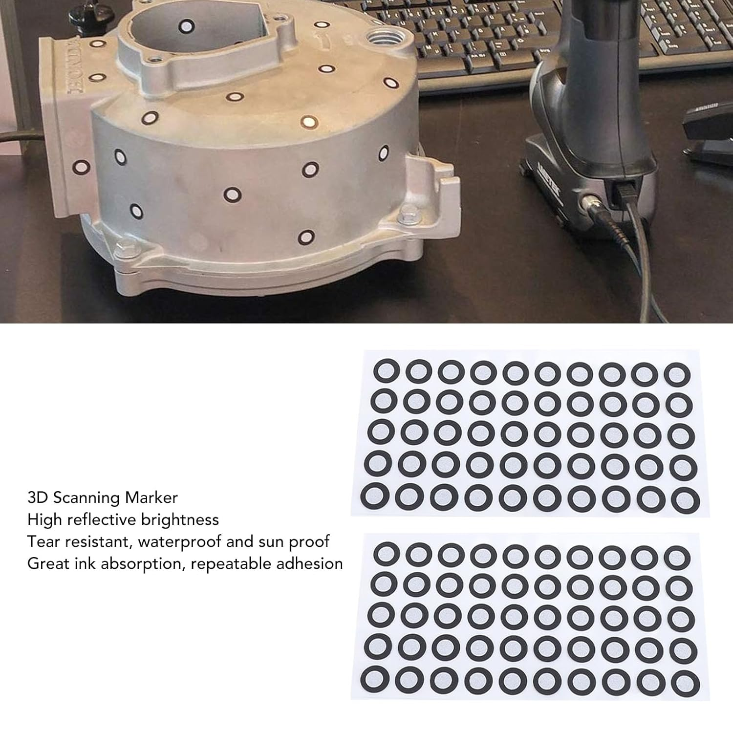 Generic 500 Pcs 3D Scanning Marker, High Precision 3D Tracking Dot Reference Point, 6Mm ID 10Mm OD, Diffuse Reflection Markers for 3D Scanner image number 6