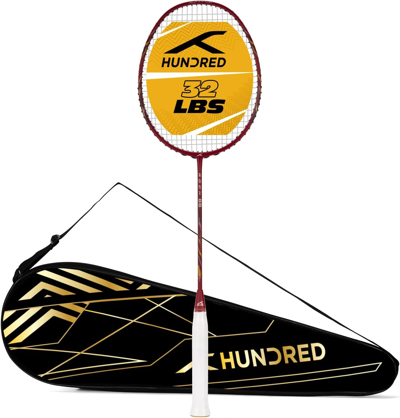 HUNDRED Rock 88 Carbon Fibre Strung Badminton Racket with Full Racket Cover
