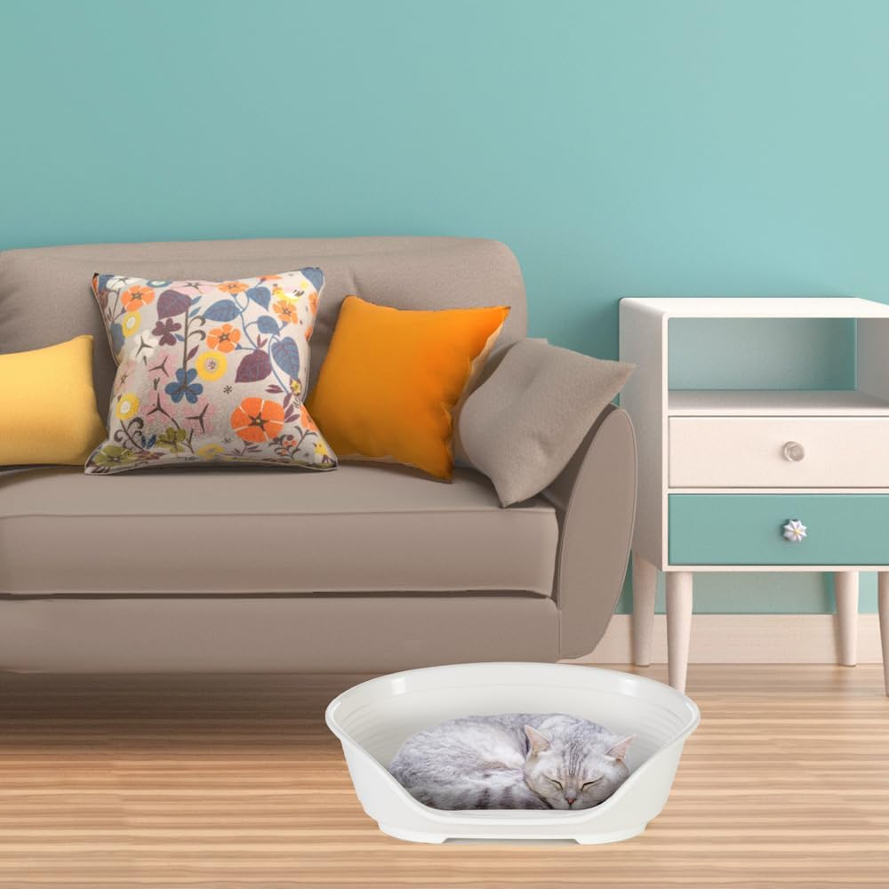 Ferplast Plastic Kennel for Dogs and Cats Siesta Deluxe 2, Animal Basket, Perforated Bottom, Anti-Slip, Comfortable Chin-Rest, White, 49 X 36 X 17.5 Cm image number 3