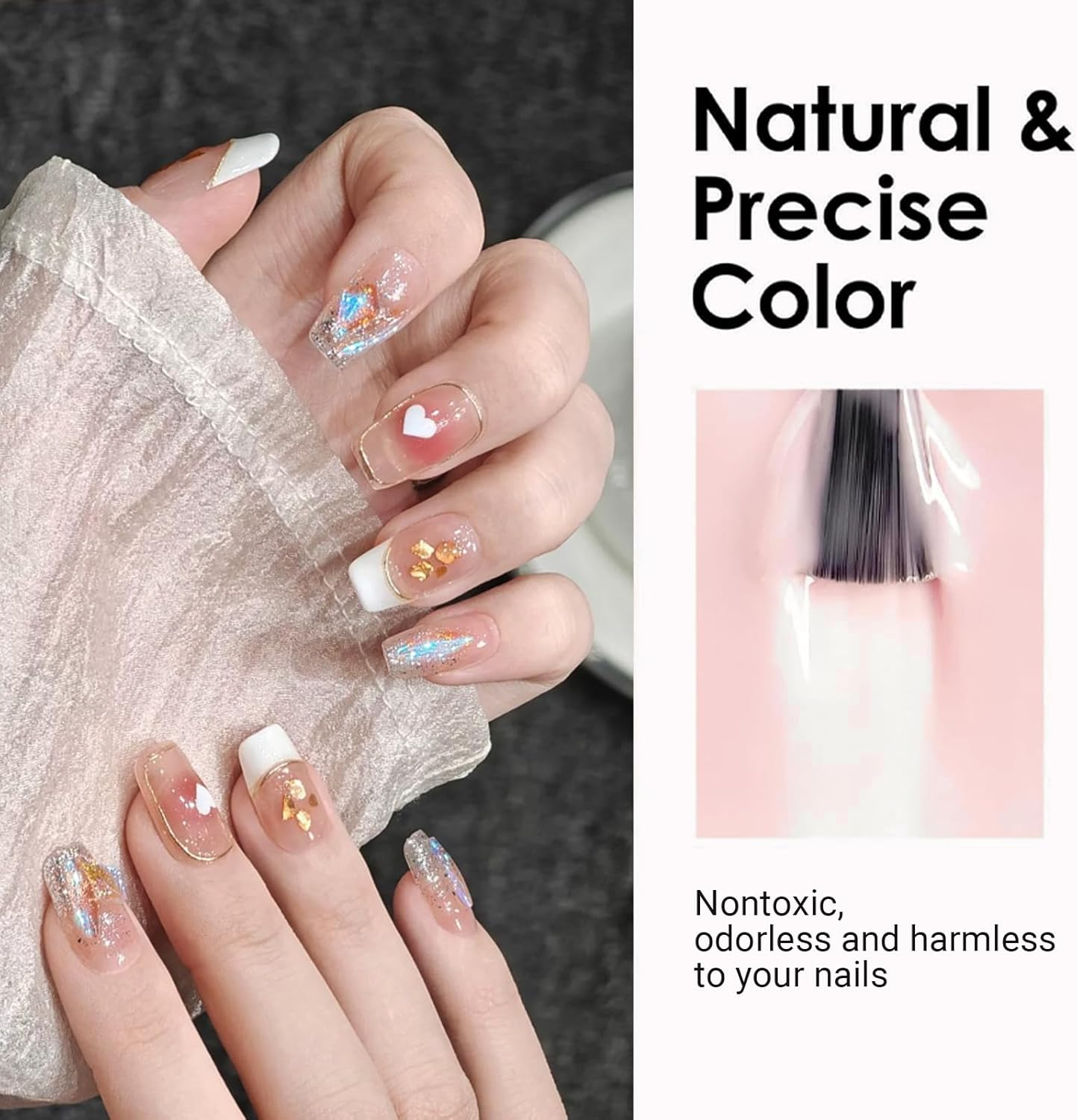 JOWILIN Press on Nails Set, 10 Pcs French Tip Exquisite Handmade Fake Nails with Ultra-Adhesive Jelly Glue and Nails Kit, Long-Lasting over Two Week, Reusable False Nails for Women, Girls (Pink) - Ink image number 6