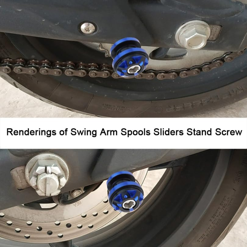 Windance 2Pcs CNC Aluminum Alloy Swing Arm Spools Sliders Stand for Motorcycles Scooters Electric Bicycles with 6Mm 8Mm 10Mm Screws, Swingarm Bobbins (Blue) image number 4