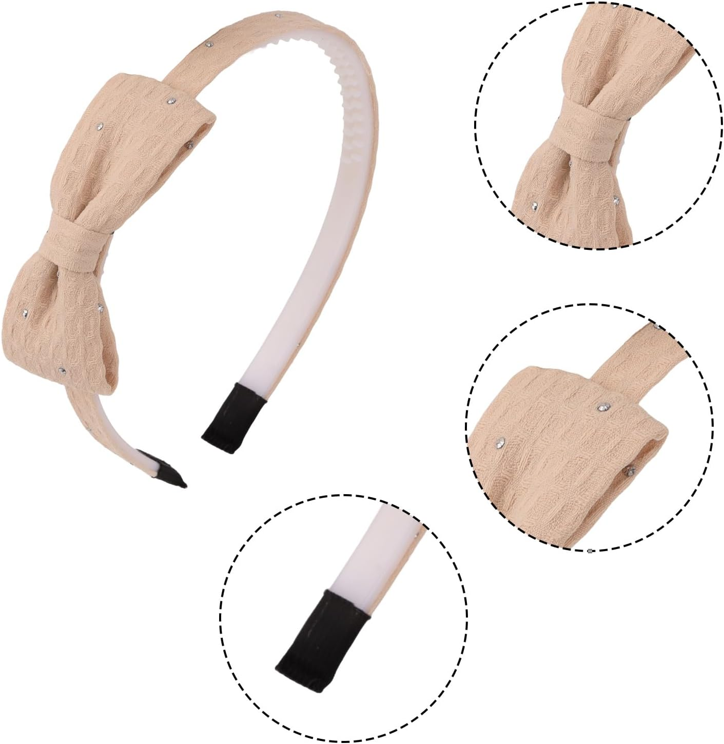 Bumlofa Set of 4 Fabric Bow Headbands, Rhinestone Decor & Texture Design for Headbands, Girls, Matching Hair Accessories for Parties & Everyday Looks, Elegant Headband image number 6