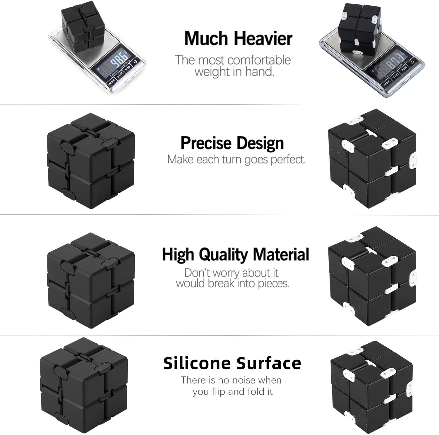 Infinity Cube Silicone Fidget Toy for ADD, ADHD, Anxiety, Autism, Adults & Children image number 6