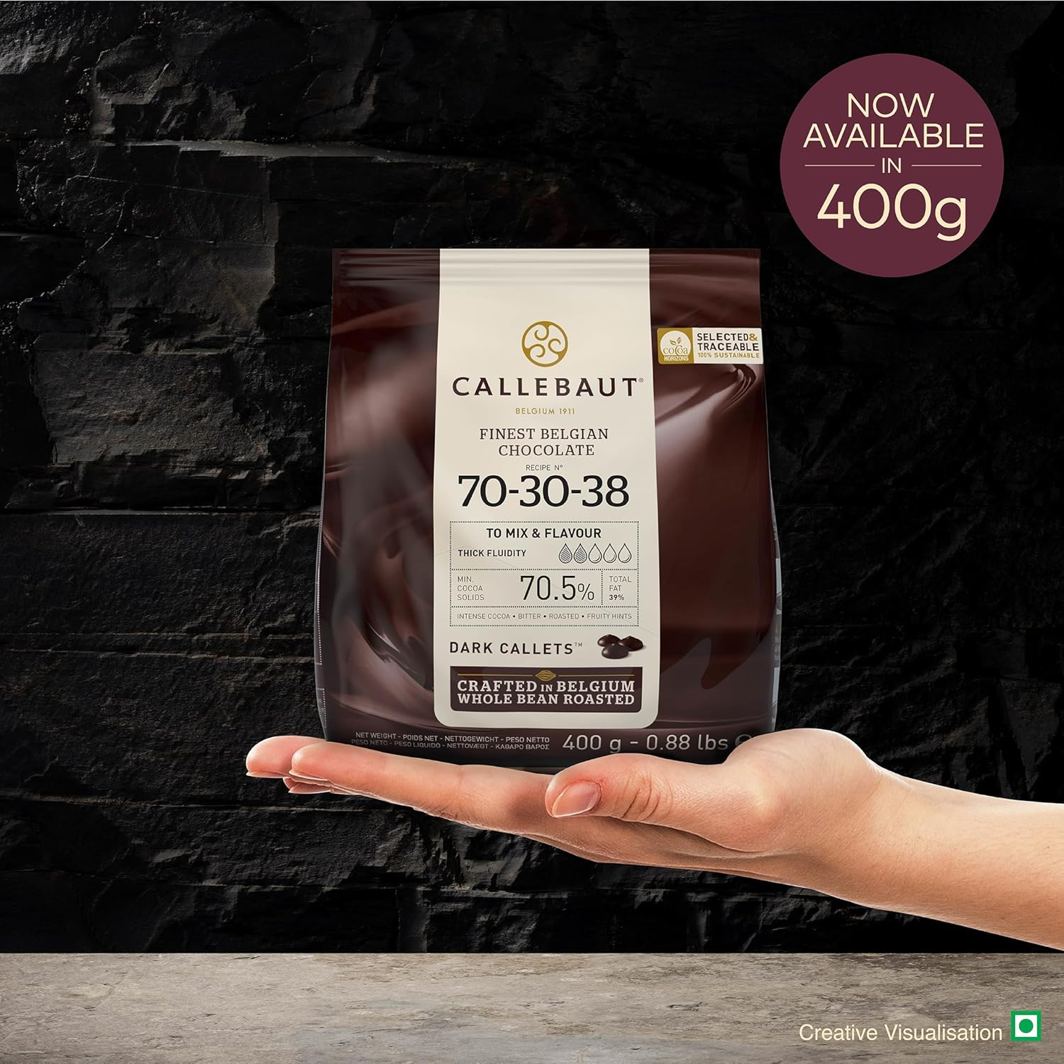 Callebaut Dark Chocolate Callets 70.5% 400G image number 4