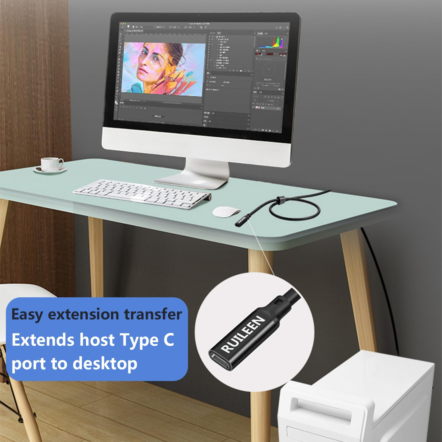 USB C Extension Cable 2 M, 20Gbps/240W/4K@60Hz USB C Extender Male to Female Type C USB 3.2 Gen 2 Charging/Data Sync Cord Braided Nylon for Macbook Air/Pro, PSVR2, Portable Monitor, Hub, Phone image number 4