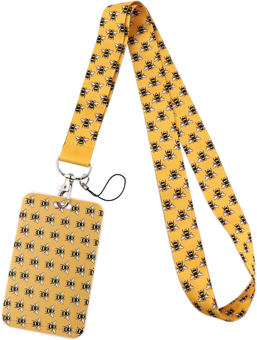 Bee Lanyard with Card Holder Set for Neck Keys School Kids ID, Cute for Men Women Business
