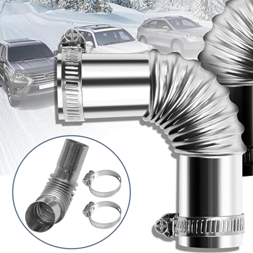 Silver Stainless Steel Exhaust Hose 25Mm Windproof Cap Gas Water Heater Air Diesel Parking Heater Exhaust Pipe Tube Elbow Connector for Diesel Boat Heater（2Pcs） image number 5