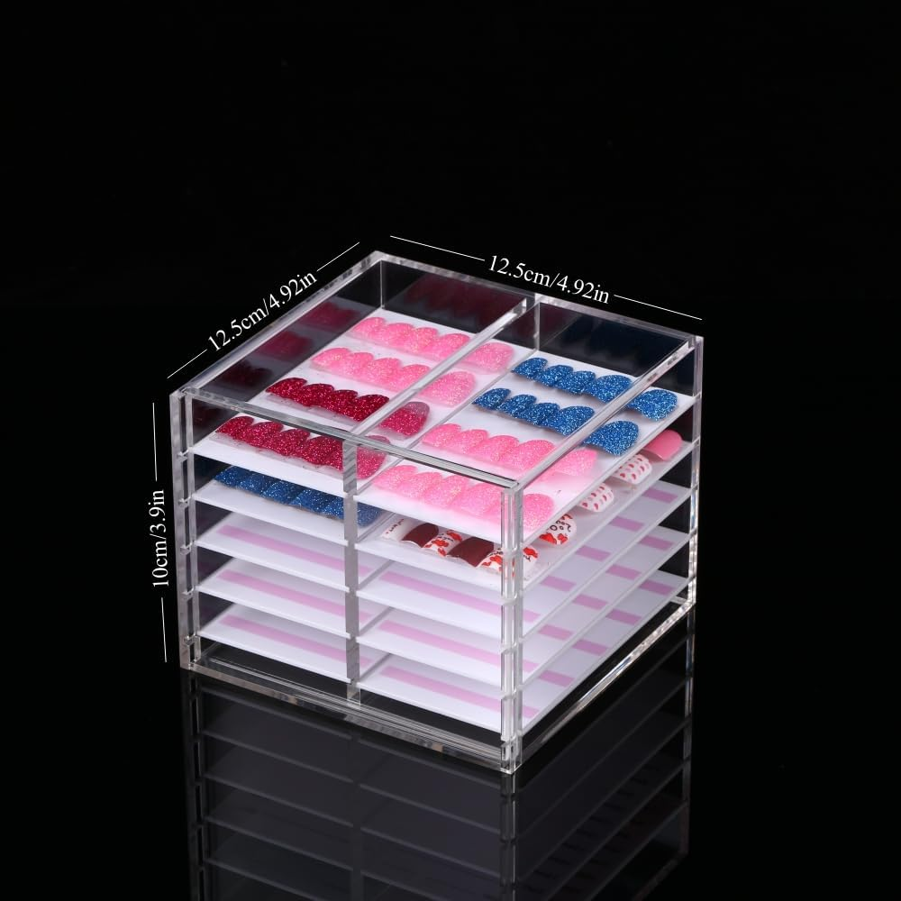10 Layers Acrylic Nail Storage Organizer, Cosmetic Makeup Container Box, Clear Case Cabinet Display Used for Nail Storage and Nail Salons (10 Layers Type B) image number 4
