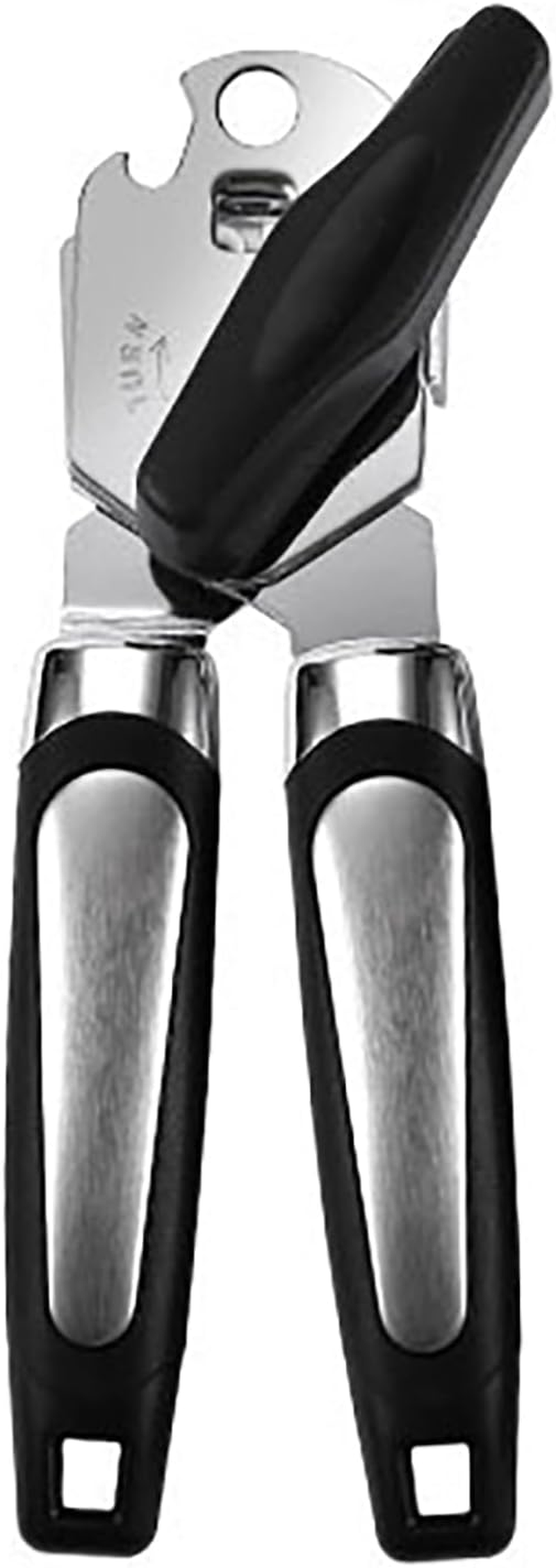 Manual Can Opener, 3 in 1 Stainless Steel Bottle Opener with Built Stainless Steel Razor-Sharp Blade Ergonomic Design for Easy Safe Opening Dishwasher Safe Camping Black image number 1