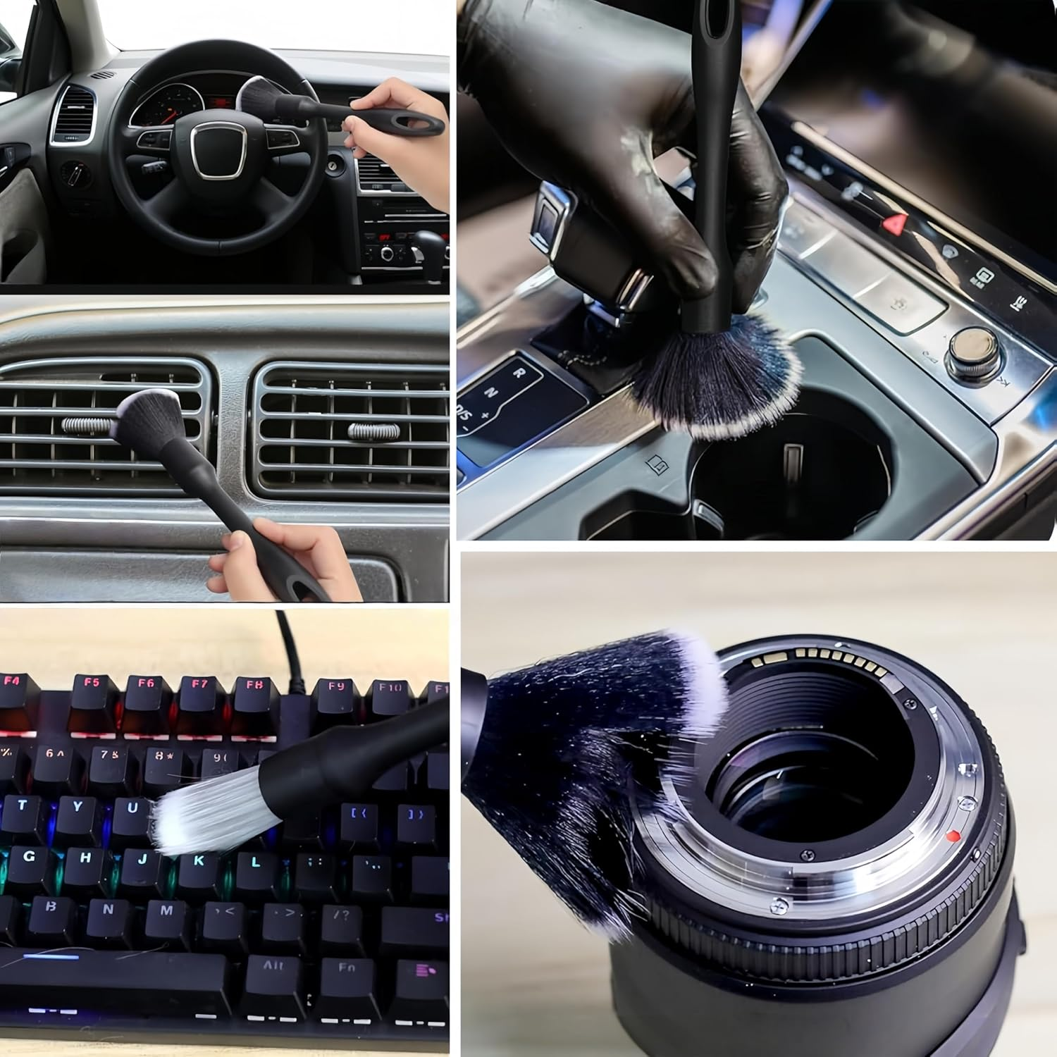 Car Detailing Brushes Set No Scratch,5 Pcs Different Sized Car Detail Cleaning Tool,Boars Hair Multi-Purpose Brushe Kit,For Clean Interior or Exterior,Dashboard,Air Vent,Leather Seats, Emblems image number 1