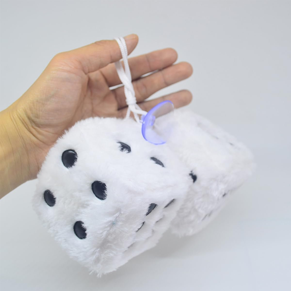 AIMALL 2PCS Plush Fuzzy Dice for Car Rearview Mirror, 2.95" Soft Touch Hanging Dice with Suction Cup, for Vehicles and Home - Black image number 2