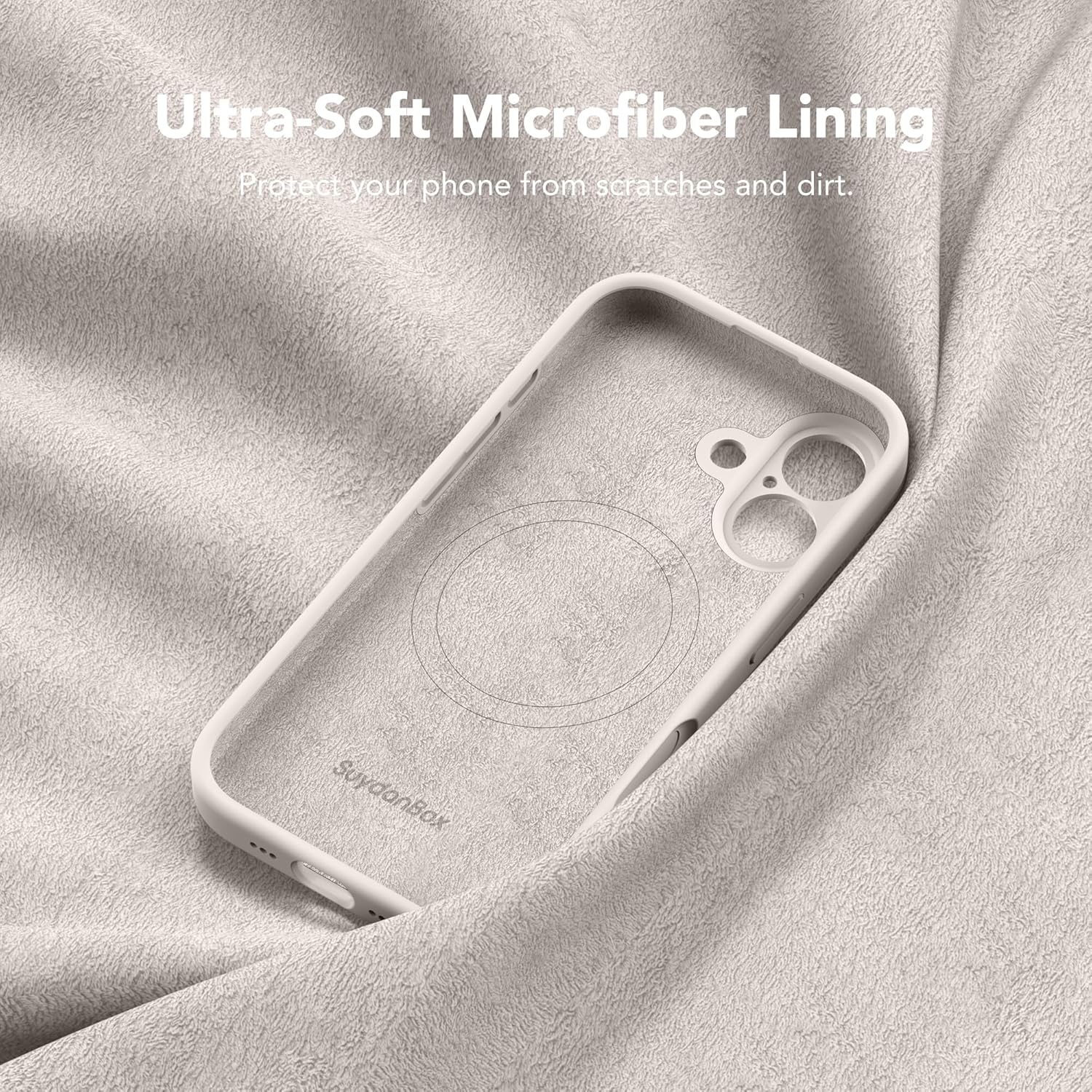 Suydanbox Magnetic for Iphone 17 Case, Compatible with Magsafe, [Full Camera Protection][Screen Protector] Silicone Shockproof Protective Phone Case for Iphone 17 6.3", Stone