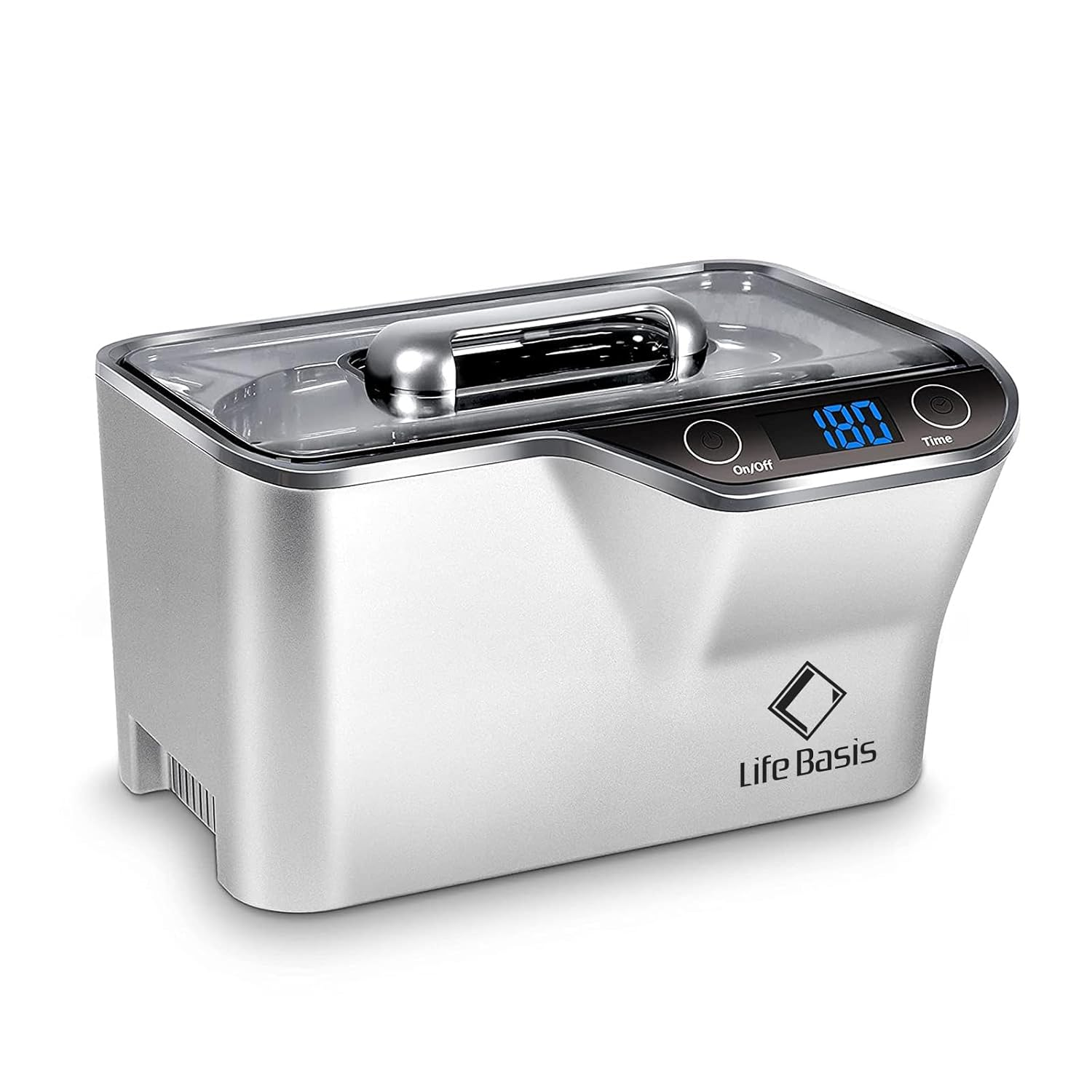 Ultrasonic Jewelry Cleaner 600Ml 42,000 Hz with Digital Timer and Cooling Fan for Cleaning Jewelry Eyeglasses Earrings Rings Necklace Coins Razors Dentures Combs Tools Silver image number 2