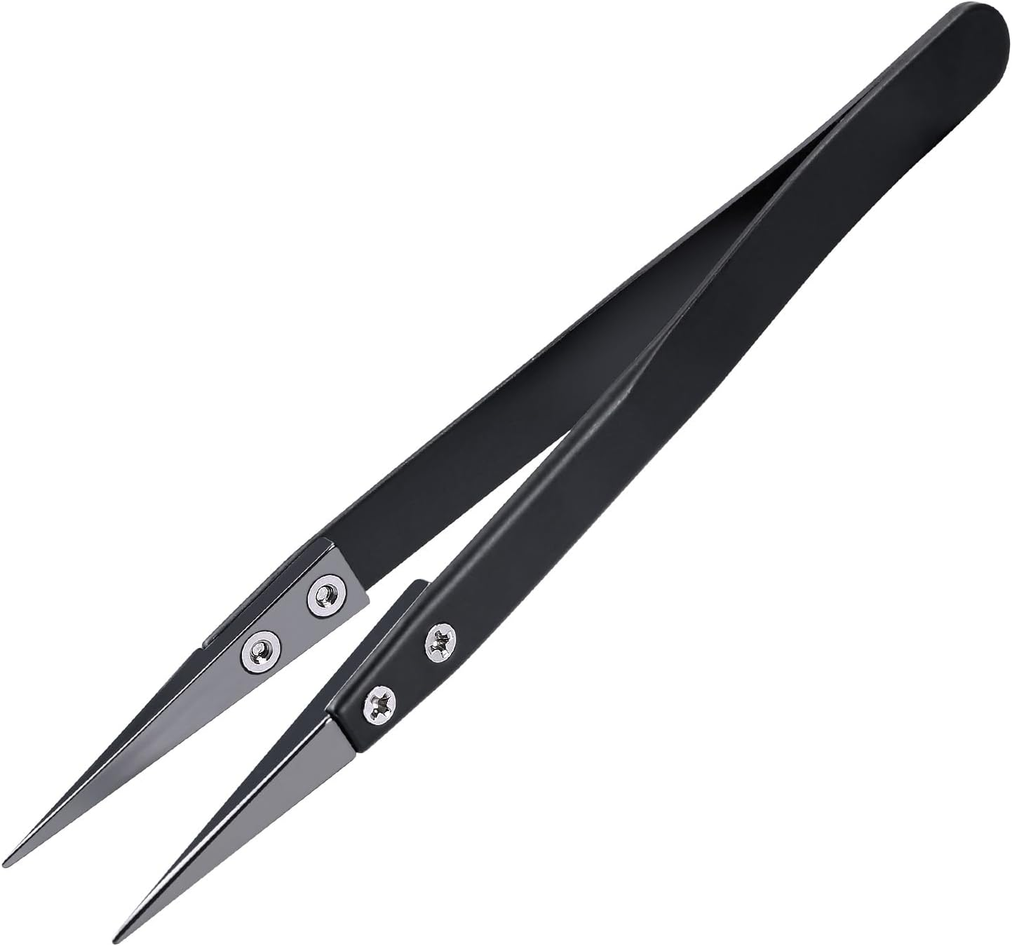 MMOBIEL 3Pcs Set Ceramic Tip Soldering Tweezers Heat Resistant 1600 C/3000 F for Electronics Repair, Jewelry, Computer, Laboratory Soldering Work Etc. - Black image number 2