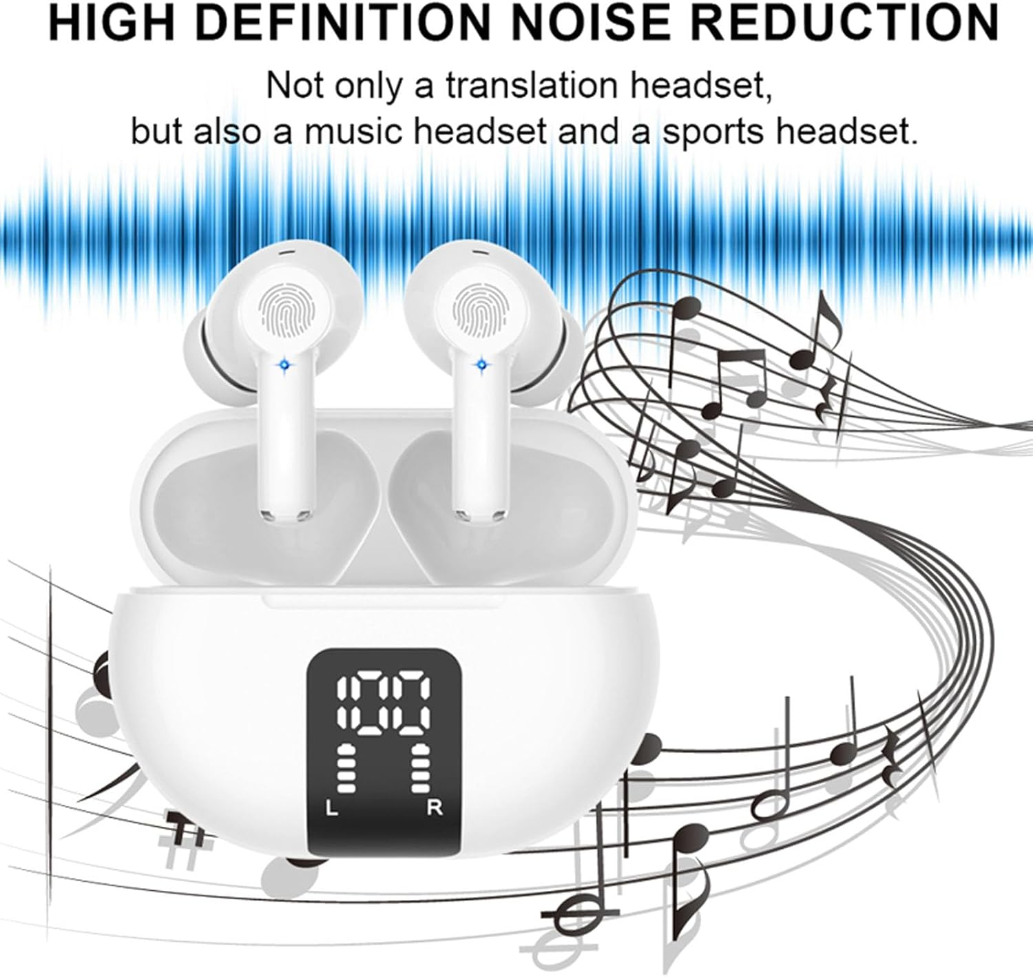 XUMIUZIY Language Translator Earbuds, Two-Way Translator Device with 144 Languages Online, Voice Translator Device with Dual Mic & Charging Case, for IOS & image number 3