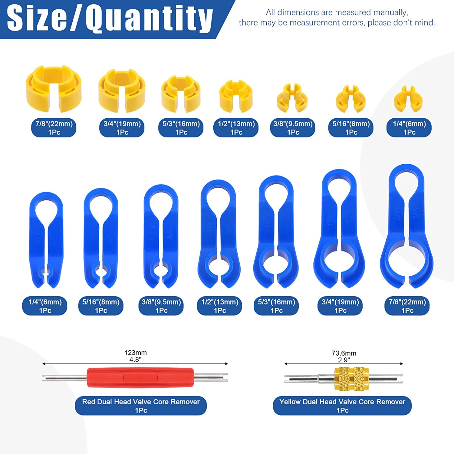 Glarks 16Pcs Fuel Line Disconnect Removal Tool Set Compatible with Most Ford/Gm/Chrysler/Mazda Includes 1/4 5/16 3/8 1/2 5/8 3/4 7/8 Inch Master Quick Disconnect Tool image number 3