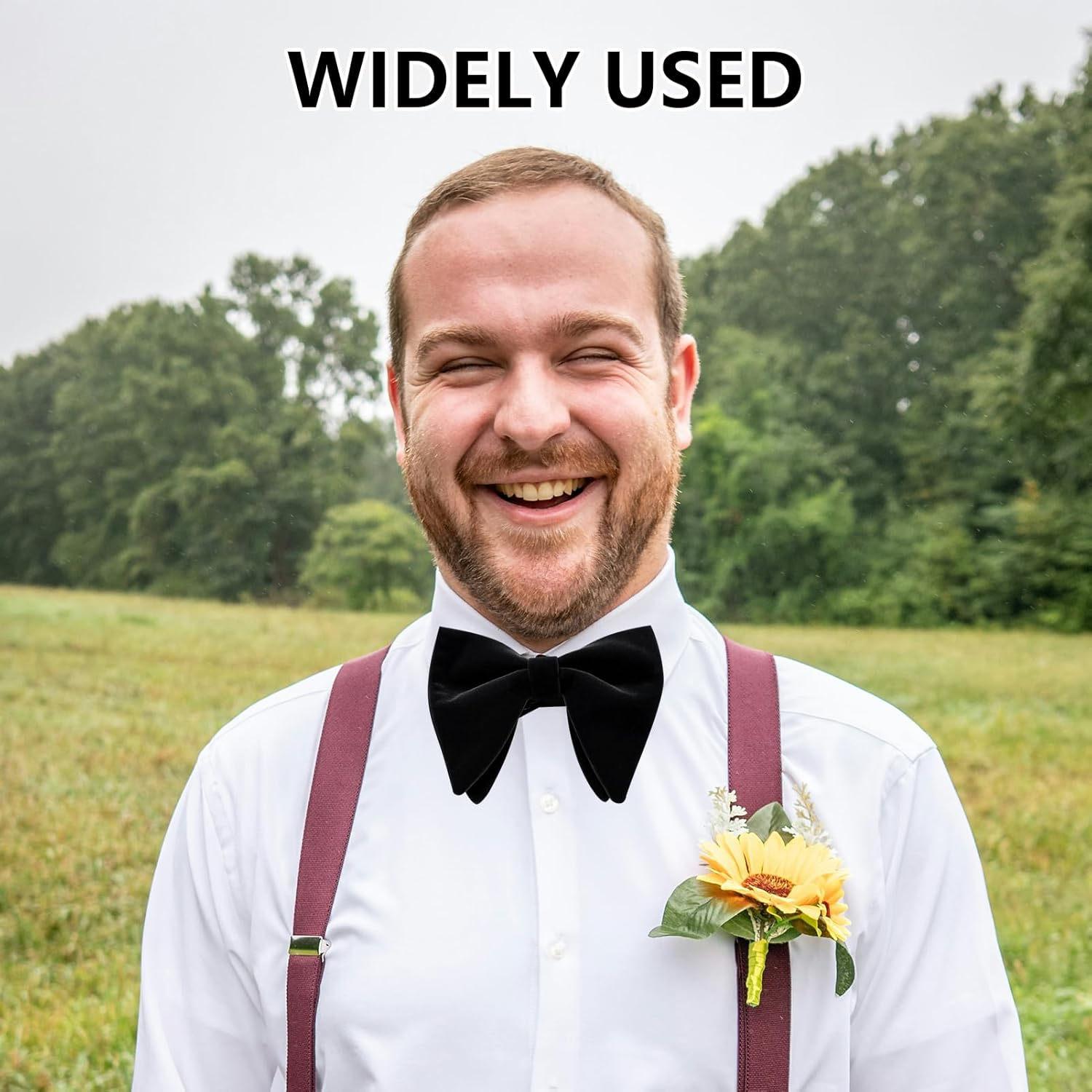 Domicubes Mens Velvet Bow Tie, Oversized Solid Color Pre-Tied Bow Tie Adjustable Formal Tuxedo Butterfly Big Bowtie for Birthday Groom Wedding Party Formal image number 5