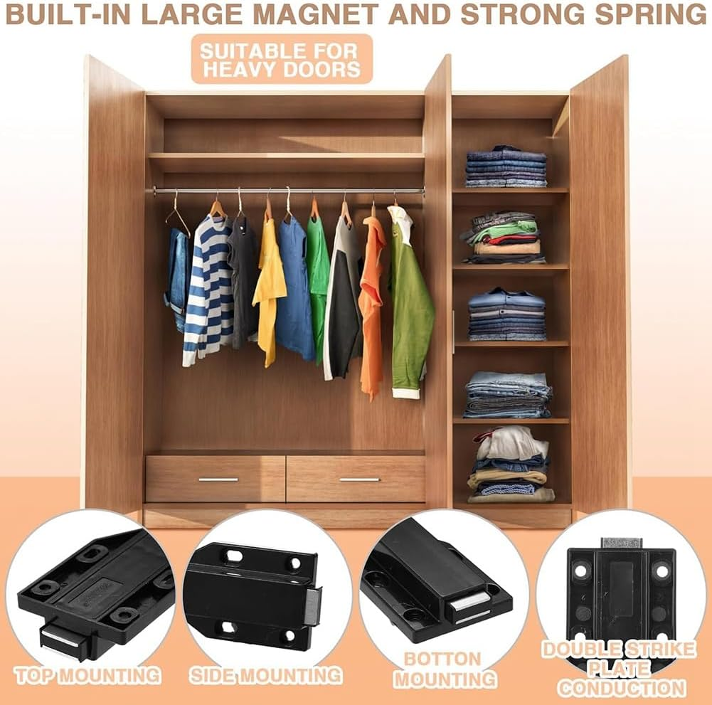 Aribrnten 8 Pack Magnetic Push Latch Touch Latch Heavy Duty Push to Open Cabinet Hardware Black image number 4