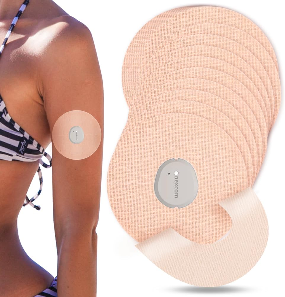 YOUSHARES Sensor Patches for Dexcom G6, 20 Packs Dexcom G6 Sensor Covers Waterproof Adhesive Patches Continuous Glucose Monitor Patch Easy to Use Pre-Cut Adhesive Tape(Beige)