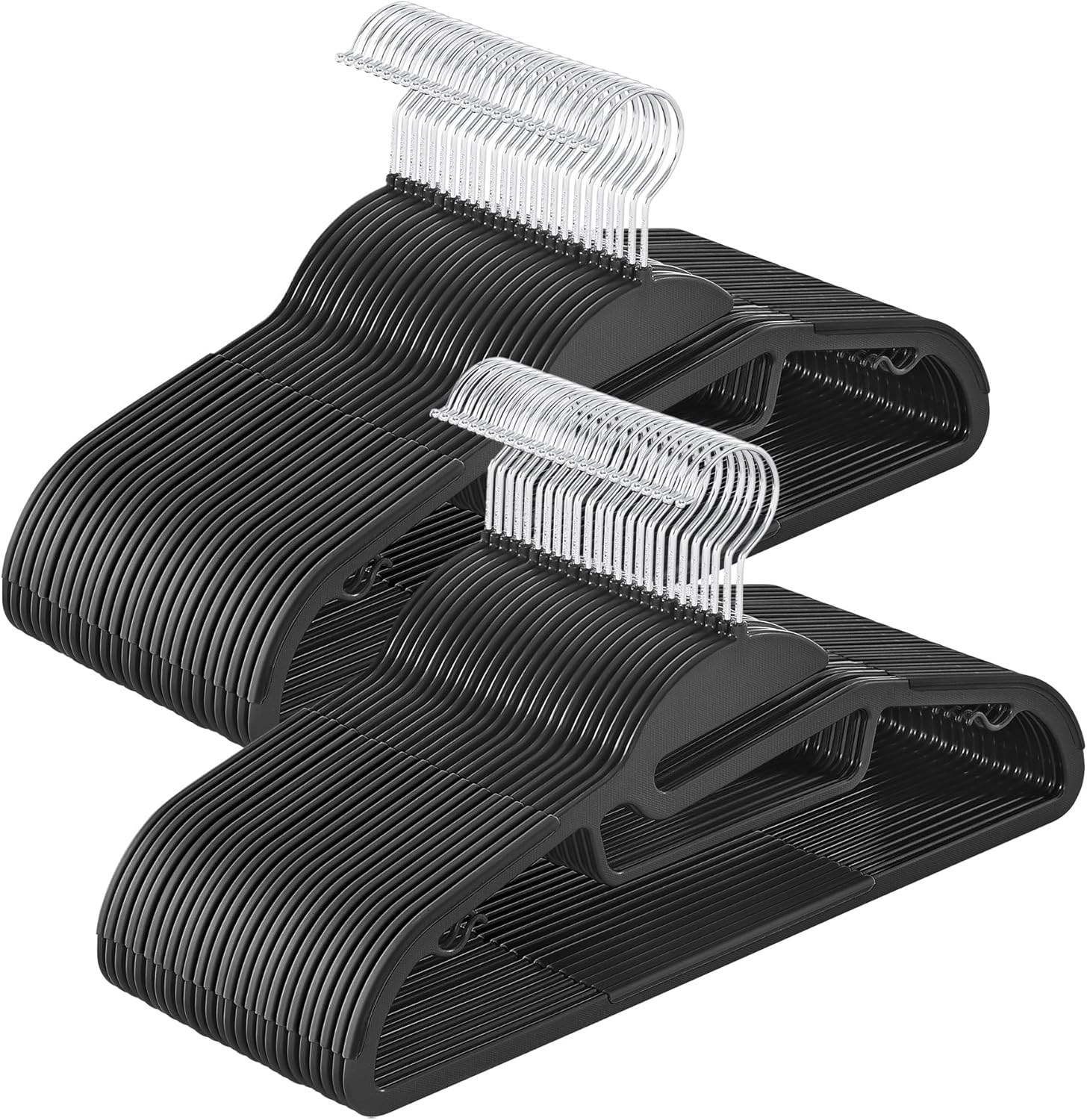 SONGMICS 30 Pack Coat Hangers, Heavy-Duty Plastic Suit Hangers, S-Shaped Opening, Space-Saving, 360&ordm; Swivel Hook, 16.3 Inches Wide, Light Gray and Dark Gray UCRP041G05